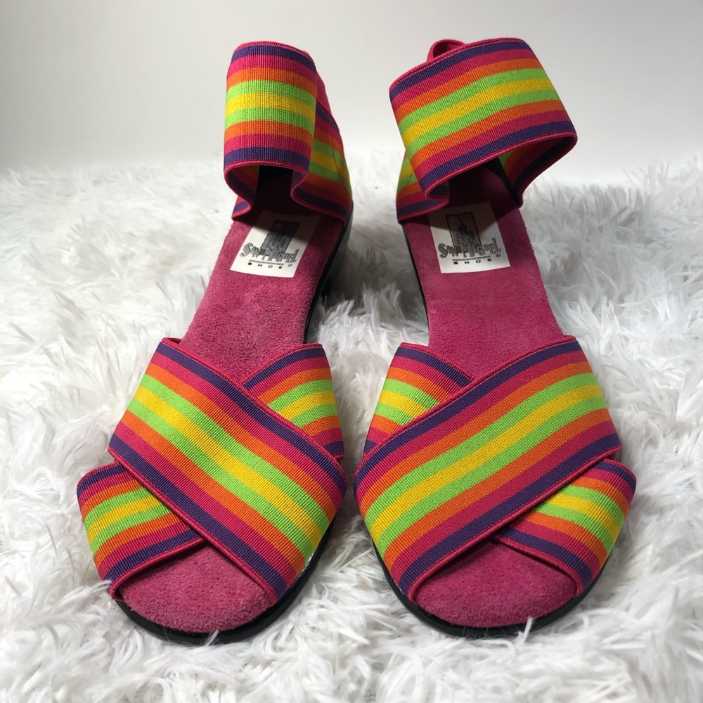 San Miguel Neon Pink Elastic Sandals Mexico - Picture 3 of 4